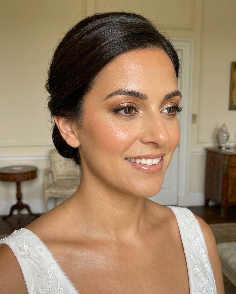 Maquillaje de novia natural con recogido elegante para boda 2027 en Gran Canaria