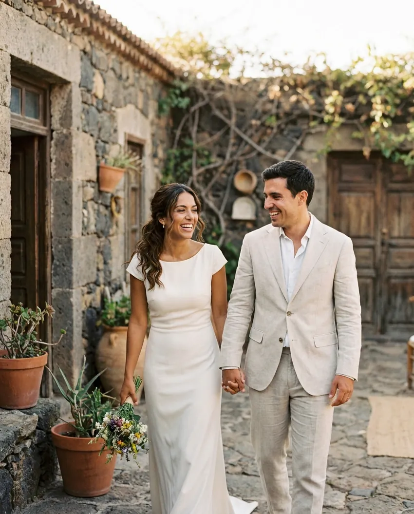 Novias 2027 Novios el dia de su boda en una finca de Gran Canaria - Novias 2027